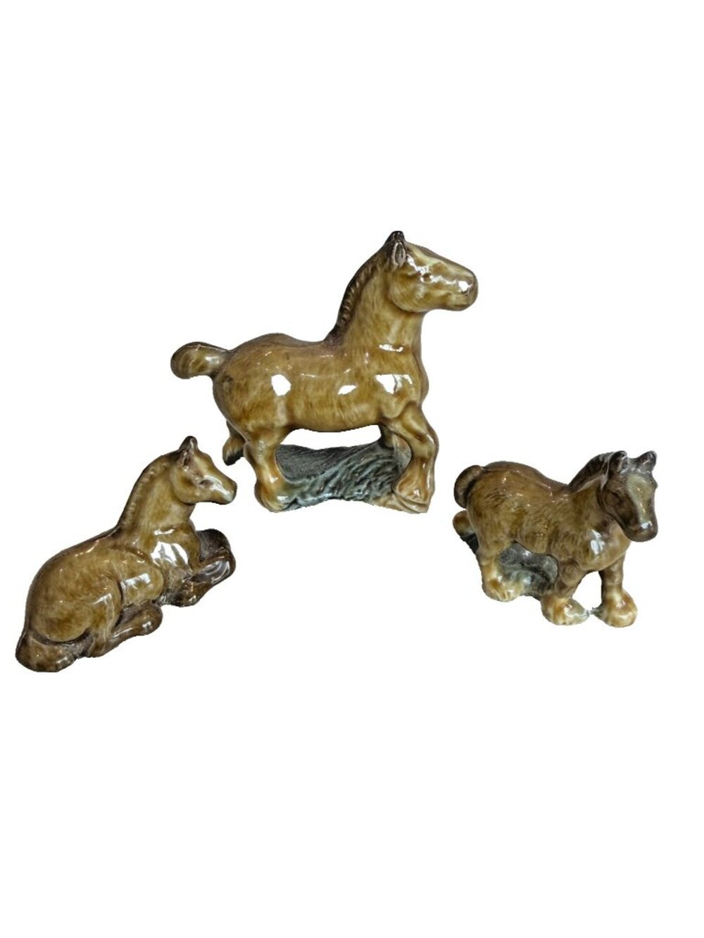 Wade Whimsie Figurines 1974 Horse Family Set # 1 Complete Adult 2 Foals Honey